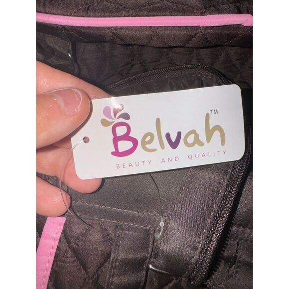 Belvah NWT Quilted Backpack with 1 or 2 Straps Brown and Pink - Picture 14 of 15